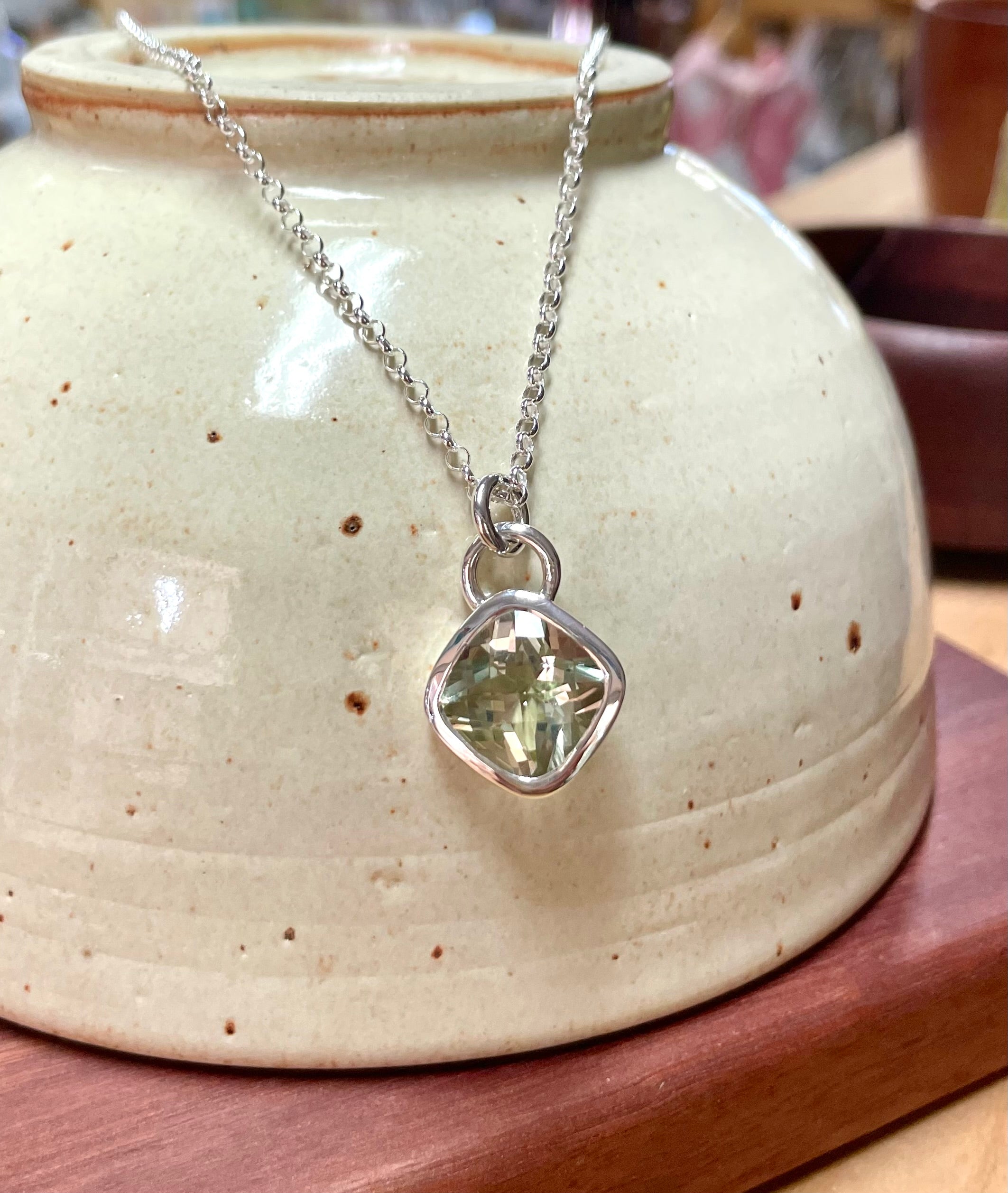 Gem Pyramid pendants with green amethyst
