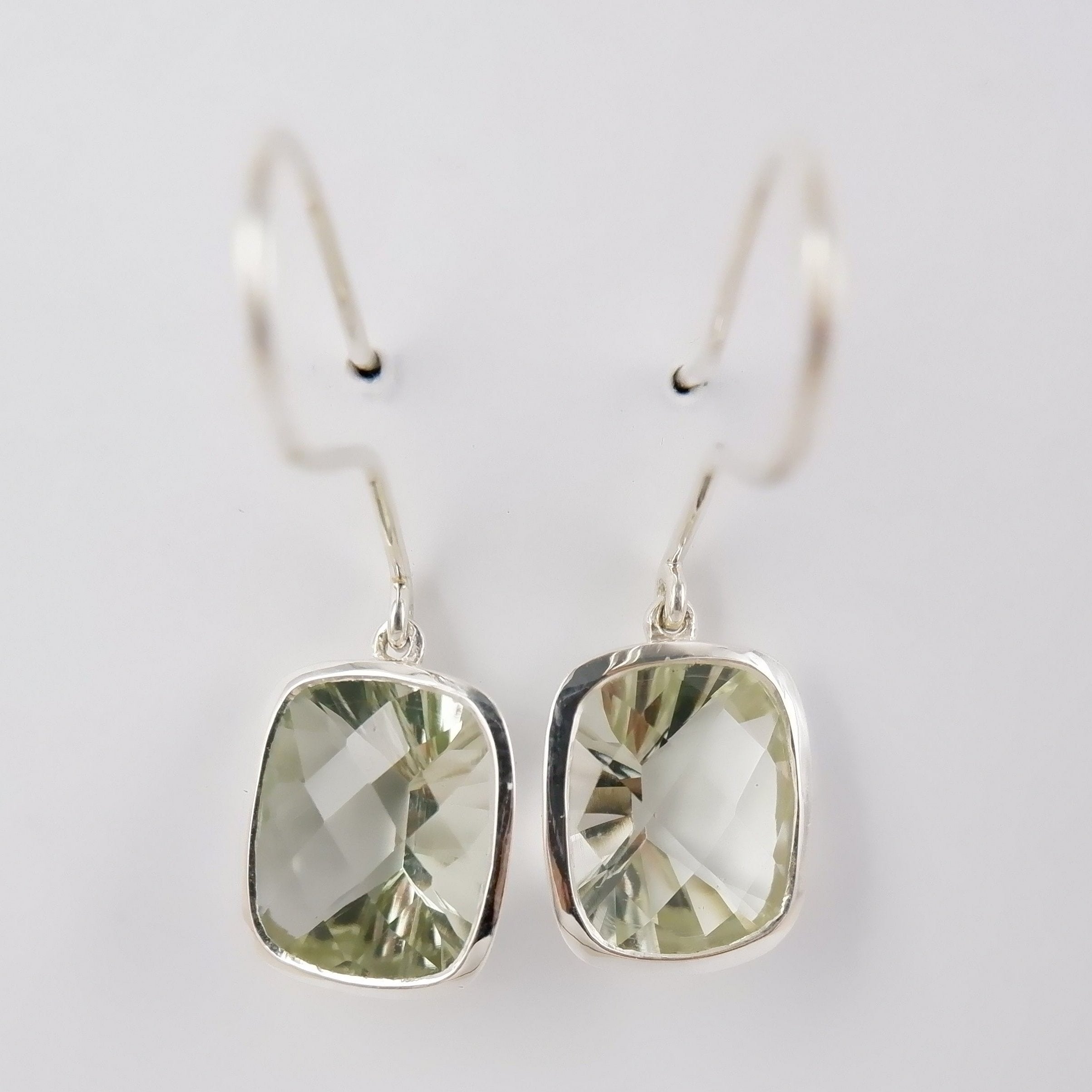 Grace Earrings Green Amethyst cushion cut