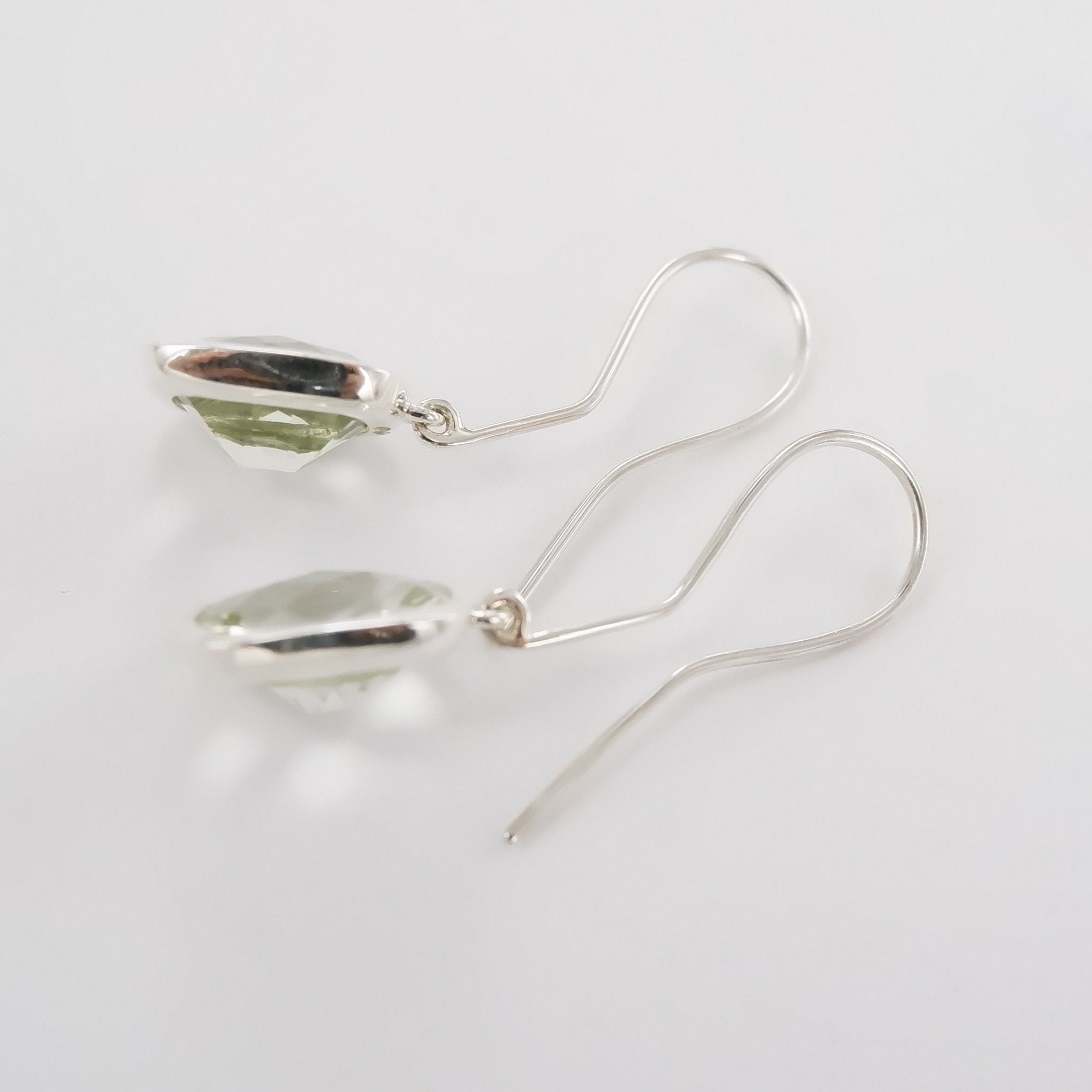 Grace Earrings Green Amethyst cushion cut