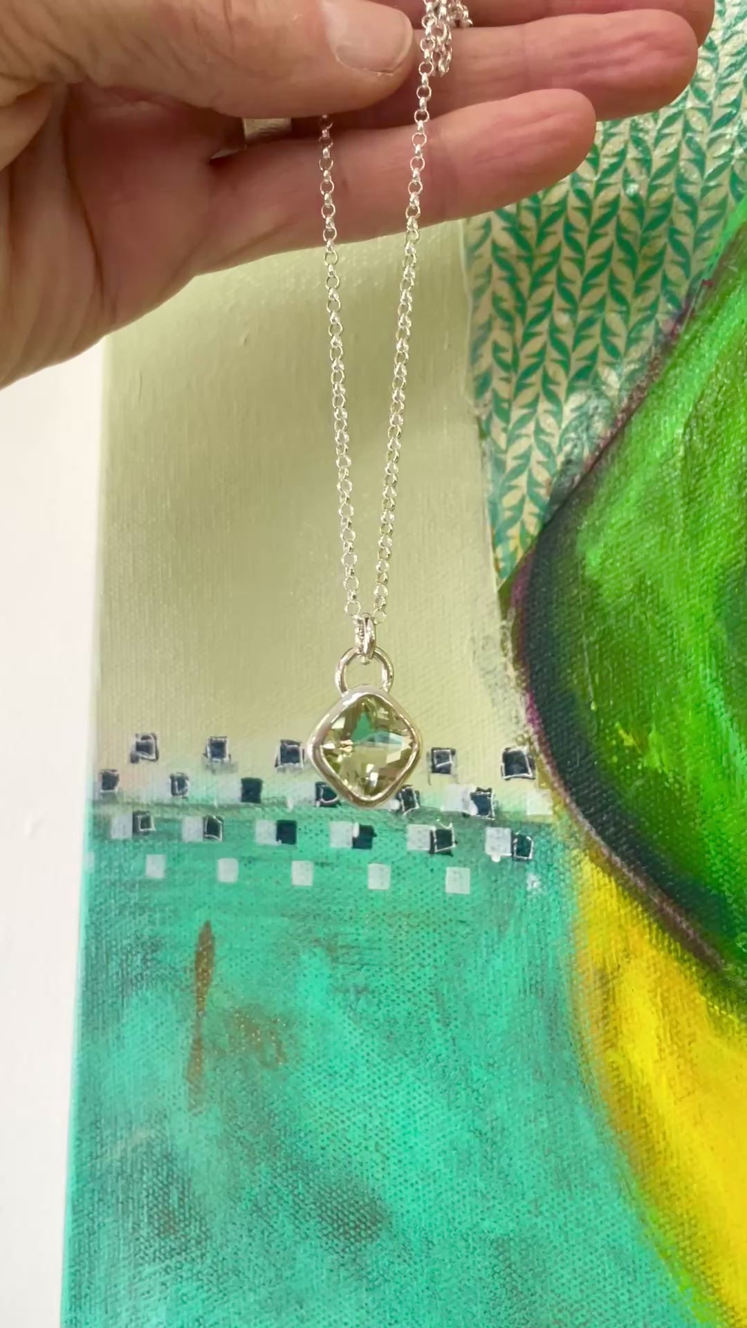 Gem Pyramid pendants with green amethyst