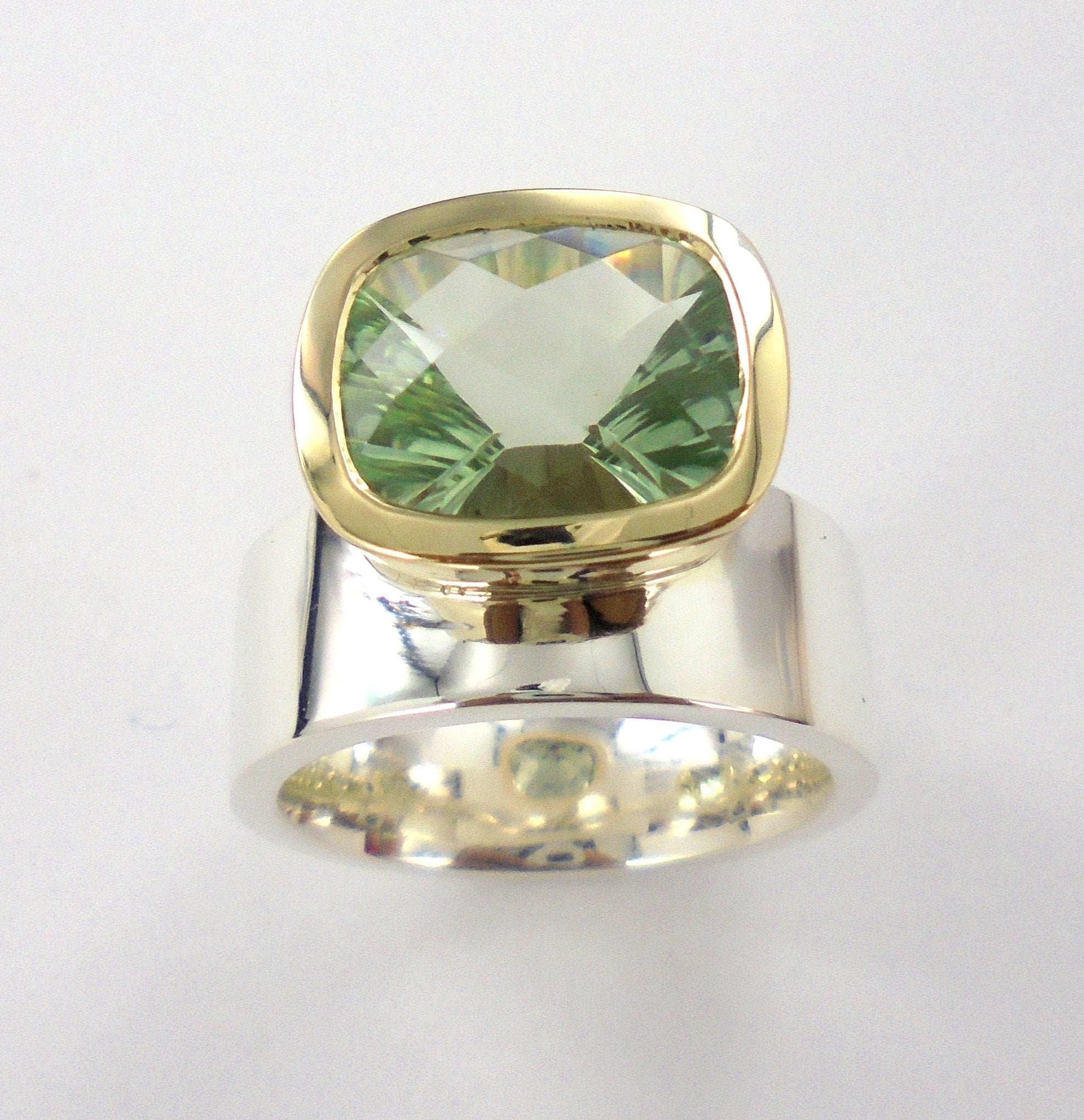 Green Amethyst 2-tone Ring Ai288