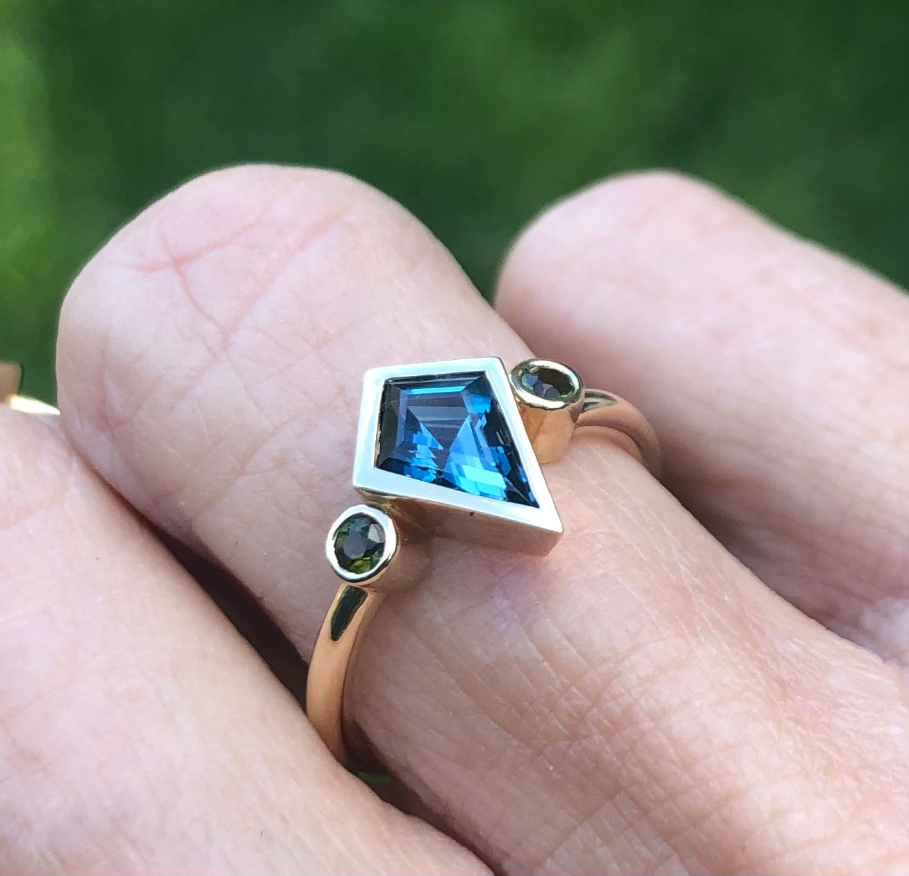 Kite ring with London blue Topaz